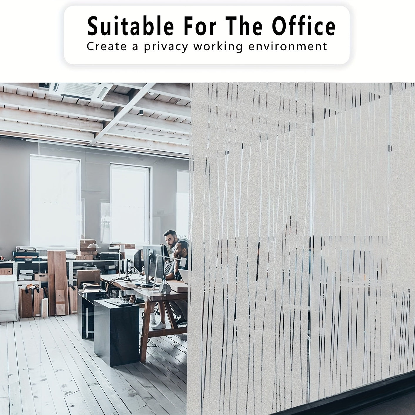 Retro Frosted Geometric Privacy Glass Film for Doors Insulates Heat Blocks Sun