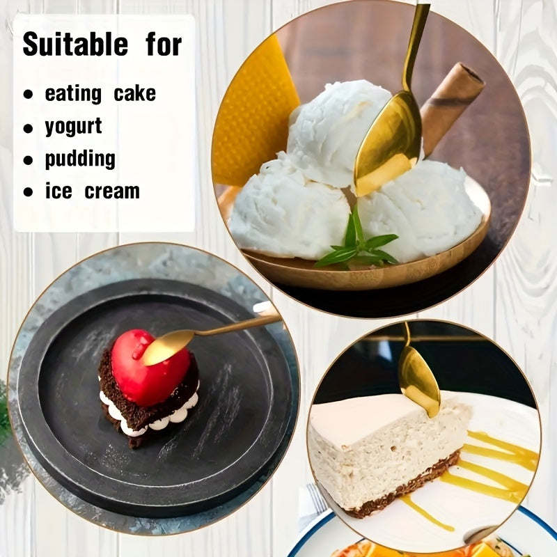 Gold-Tone Coffee Stirring Spoon for Desserts and Fruits