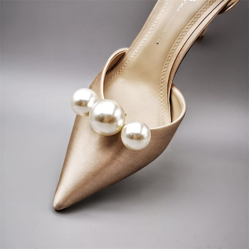 Women's Crystal Pearl Shoe Decorations, Detachable heels Wedding Embellishments
