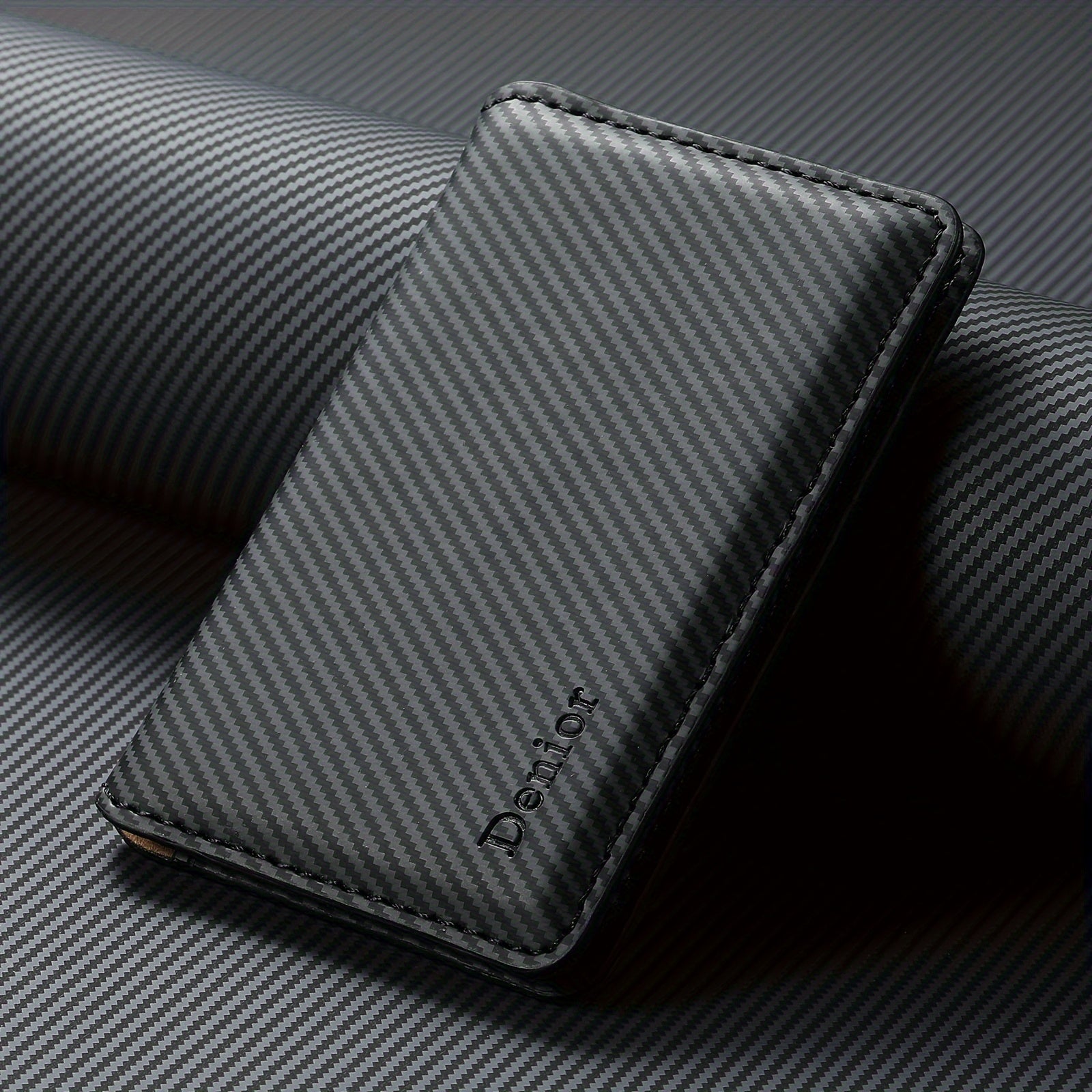 Carbon Fiber Bi-Fold Wallet Case for iPhone 12-16 with Magnetic Closure and Credit Card Slot