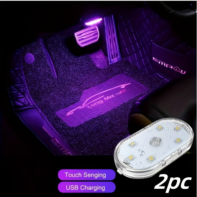 Car Interior Touch Lamp 2/4pcs LED Decorative Light USB Rechargeable