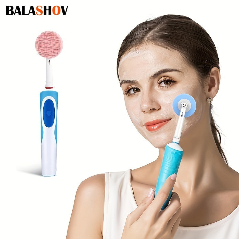 Cabezal de repuesto para cepillo facial de silicona, a prueba de agua, limpieza profunda, azul y blanco