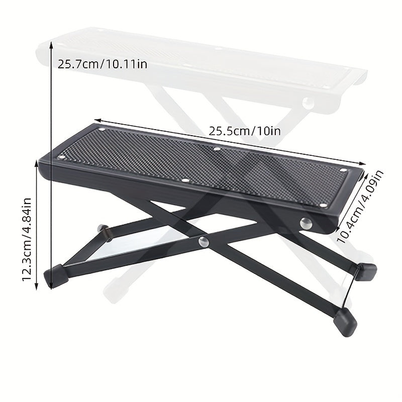 Guitar Foot Pedal and Stool with Adjustable Heights Non-Slip Metal Construction