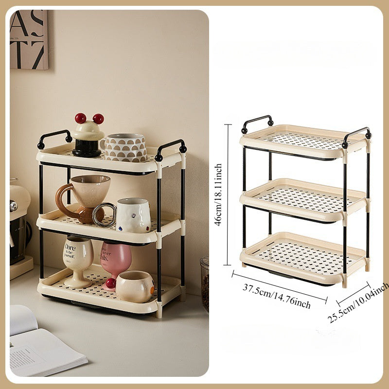 Juego de 3 soportes de plástico para tazas para cocina y comedor, organizador de almacenamiento abierto