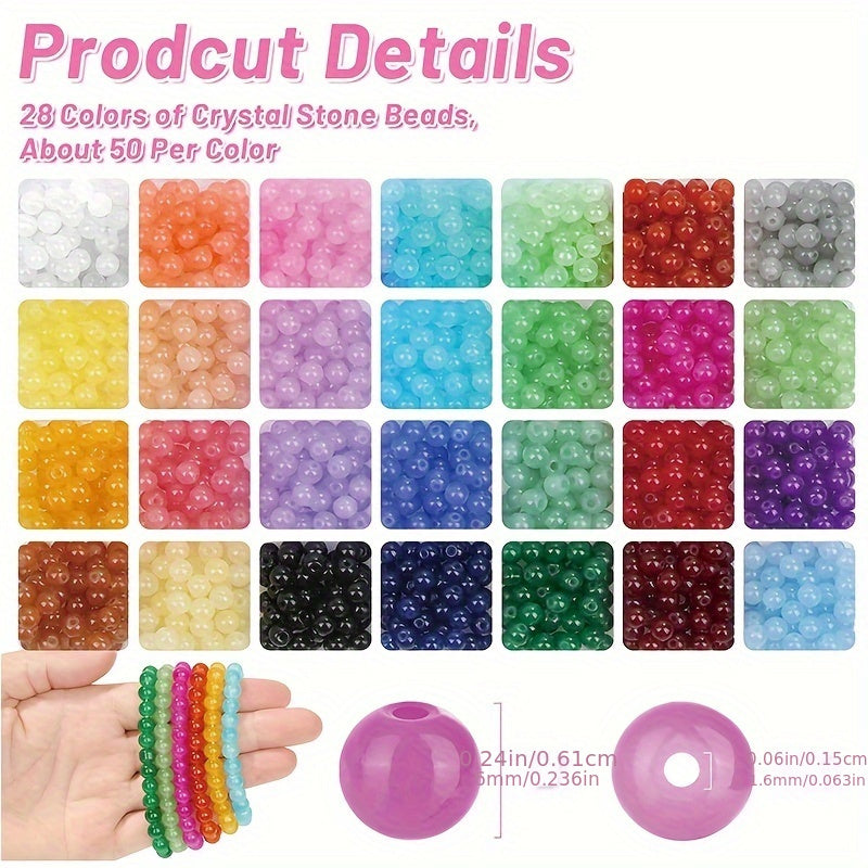Set of 1400 Double Glass Jelly Beads 6mm for Jewelry Making and DIY Crafts