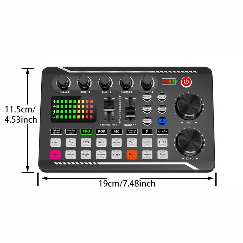 Live Sound Card Audio Interface with DJ Effects Vocoder Rechargeable Battery for Podcasting Streaming Gaming