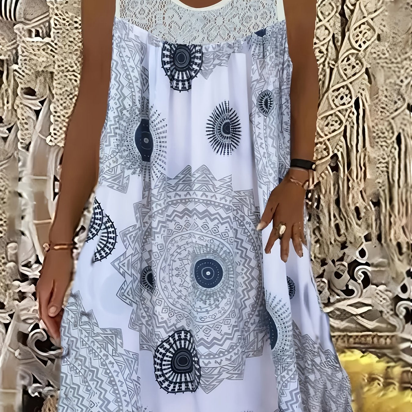 Plus Size Women's Sleeveless Nightgown Blue Purple Paisley Lounge Sleepwear