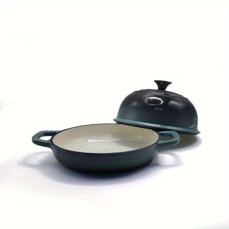 Teal/Oq Emal Qoplangan Qozon Non Pishirish Panasi - Yopishqoq Dumaloq Non Tayyorlovchi - Uyda Non va Shirinliklar Pishirish uchun Ajoyib - Mukammal Oshxona Sovg'a Variant