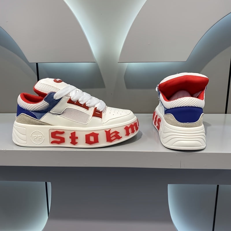 Men's Low Top Skate Shoes Casual Sneakers Non-Slip Comfortable PU Fabric Lace-Up