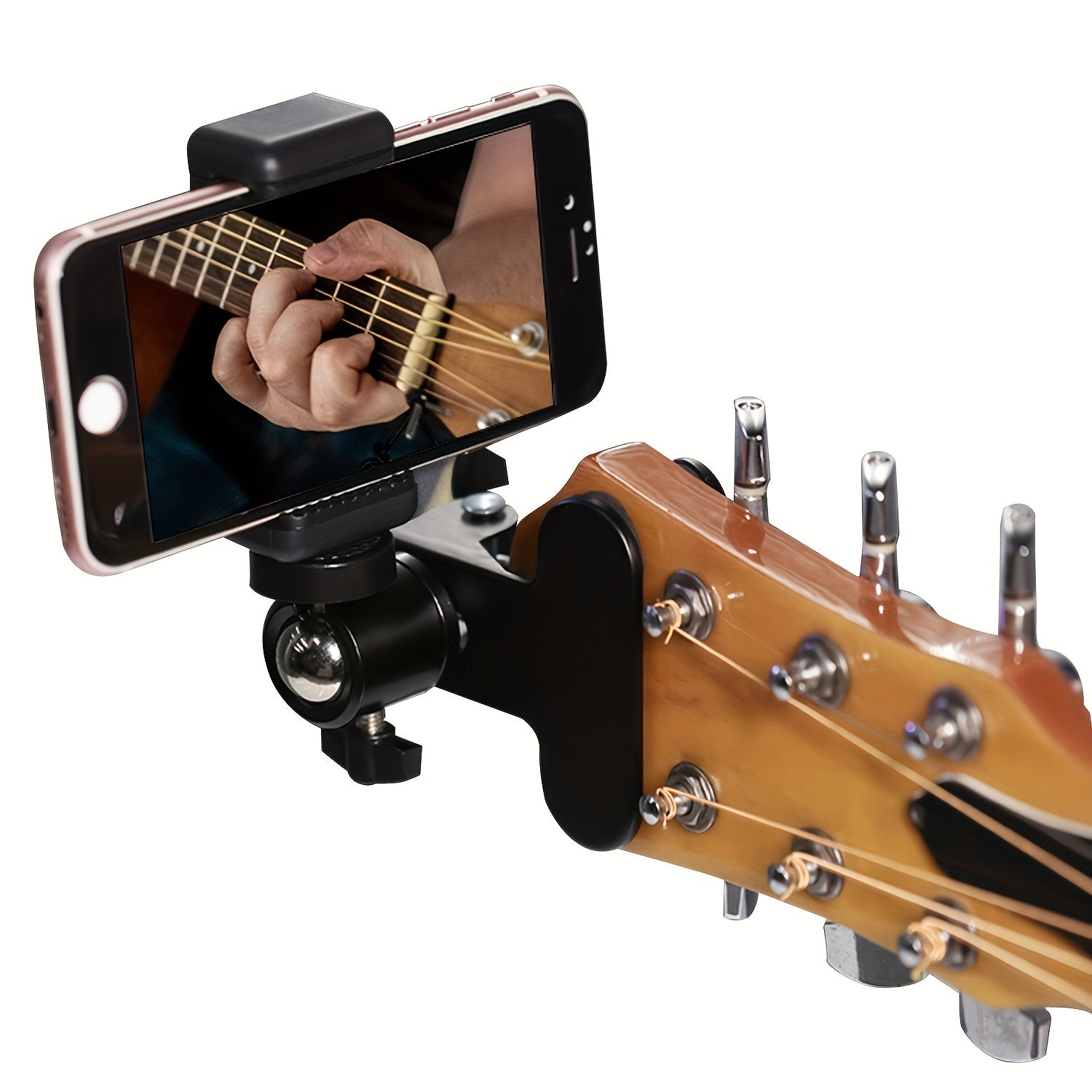 Adjustable ABS Guitar Headphone Holder with 360-Degree Rotation and Mobile Phone Stand