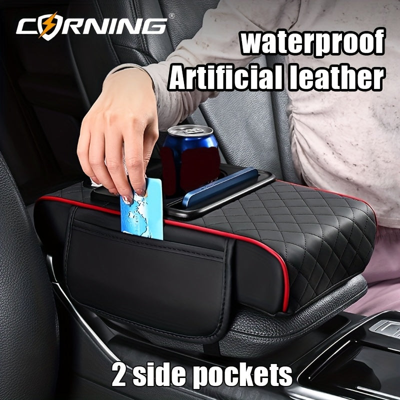 Автомобильный подлокотник с двумя держателями для чашек, многофункциональный органайзер для хранения, черный