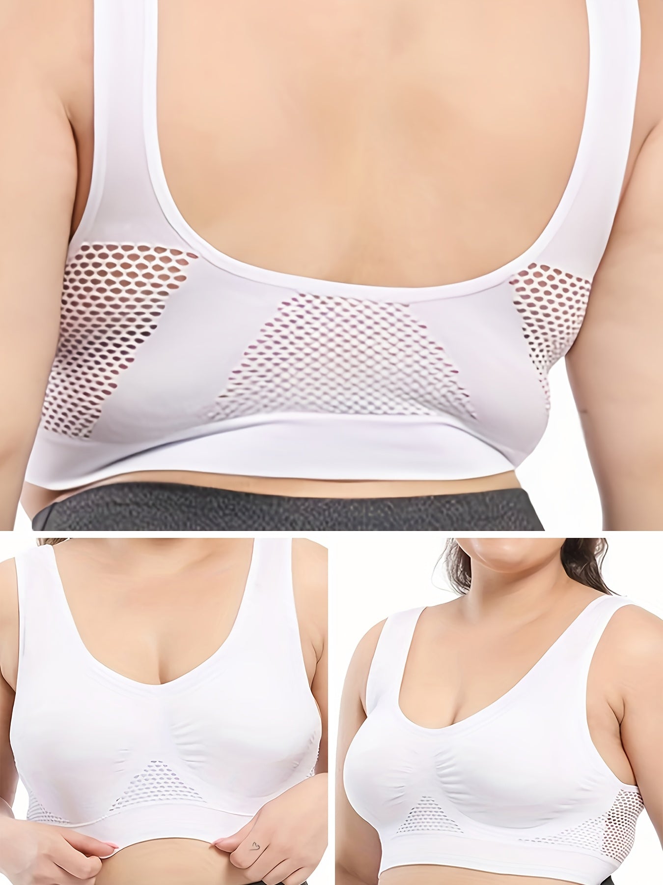 Women's Seamless Sports Bra Set Breathable Mesh High Support for Yoga Running