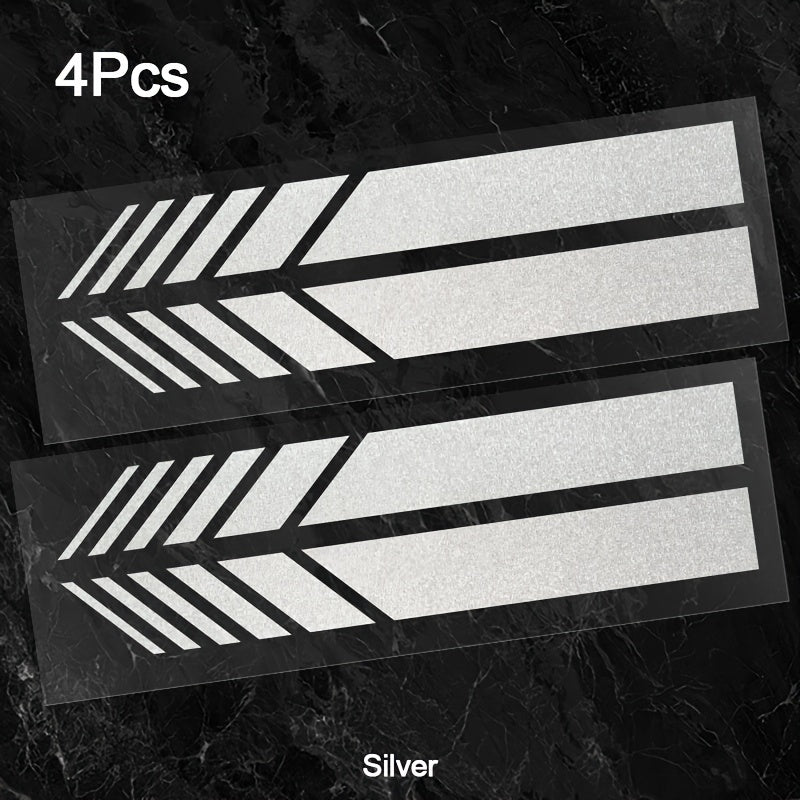4pcs Pegatinas de vinilo reflectante para coche, adhesivas, rayas exteriores para vehículos
