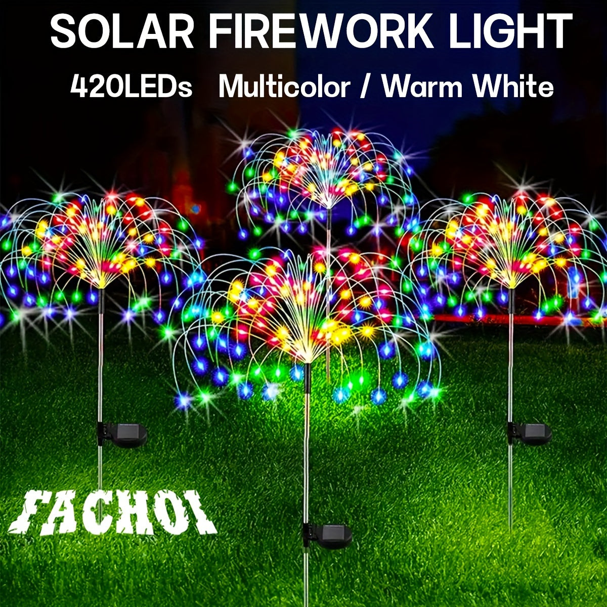 Solar Firework Lights 420 LEDs IP65 Outdoor Garden Patio Walkway Party Decor