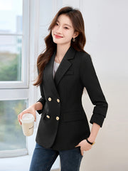 Plus Size Women's Slim-Fit Casual Suit Jacket for Spring Autumn