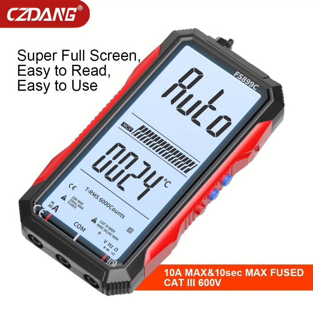 Multímetro digital con pantalla LCD, recargable por USB, 36V, precisión de 0.01, resistente al desgaste