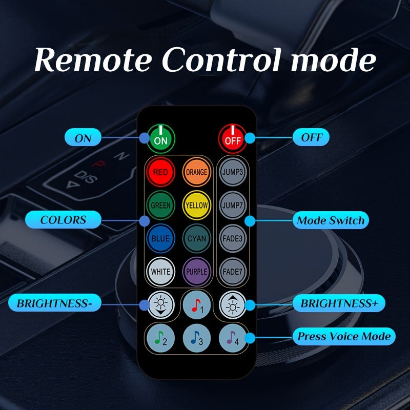 24V RGB Avtomobil ichki LED chiziq chiroqlari, masofadan boshqarish bilan musiqa tugmasi nazorati
