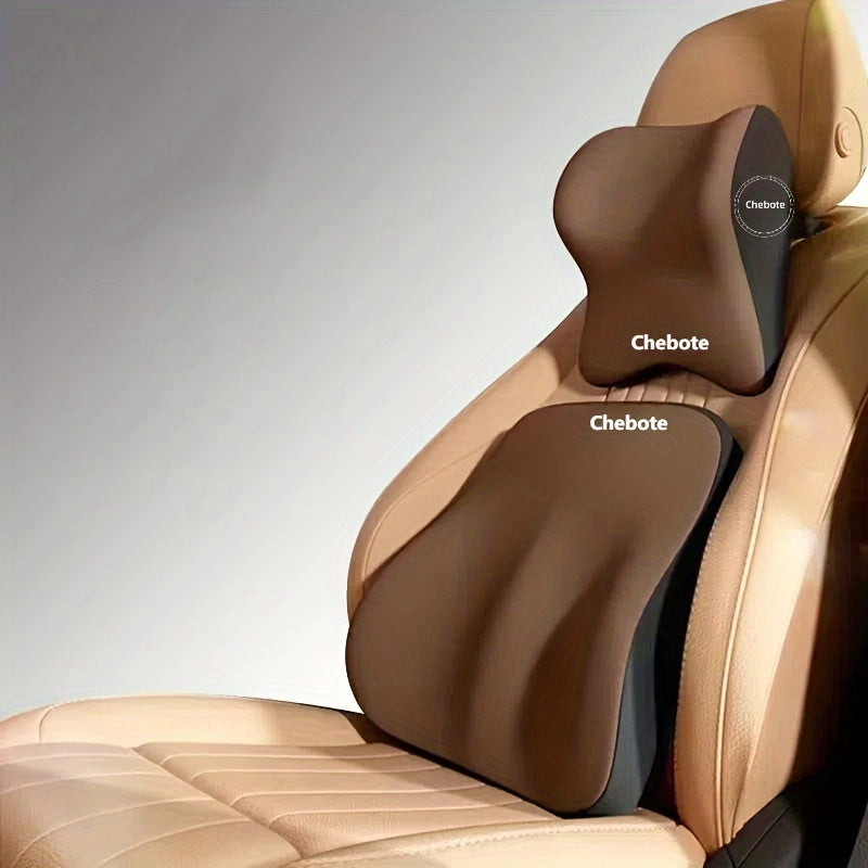 Car Lumbar Headrest and Neck Pillow Set Memory Foam Backrest Cushion for Car Seat Support