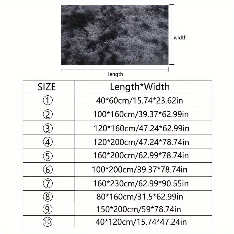 Qorong‘u kulrang Tie Dye Fleece gilam uchun yashash xonasi yoki yotoq xonasi dekoratsiyasi uchun yuviladigan yostiqli mat