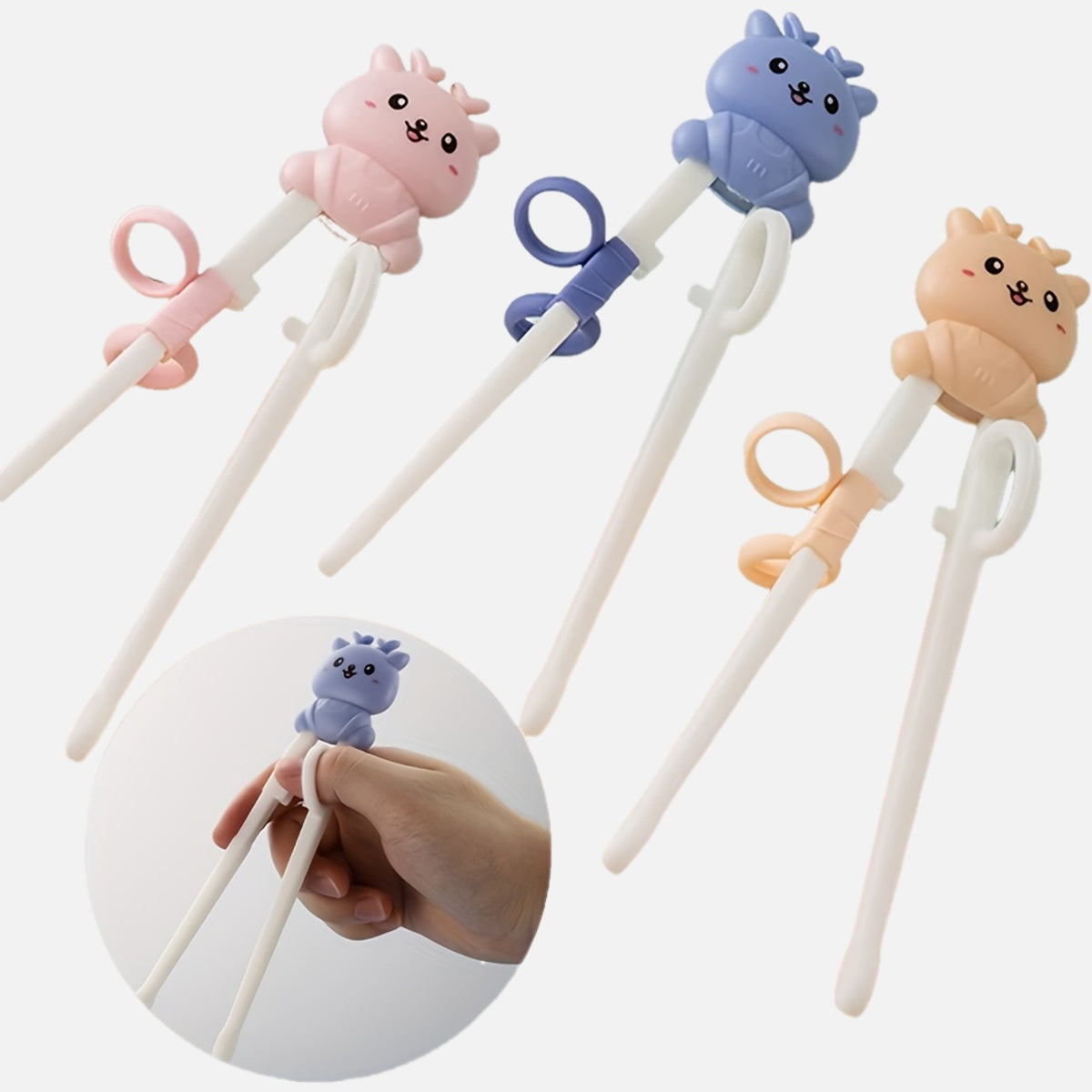 Cartoon Animal Training Chopsticks Non-Slip Durable Grip for Beginners Kitchen Utensil