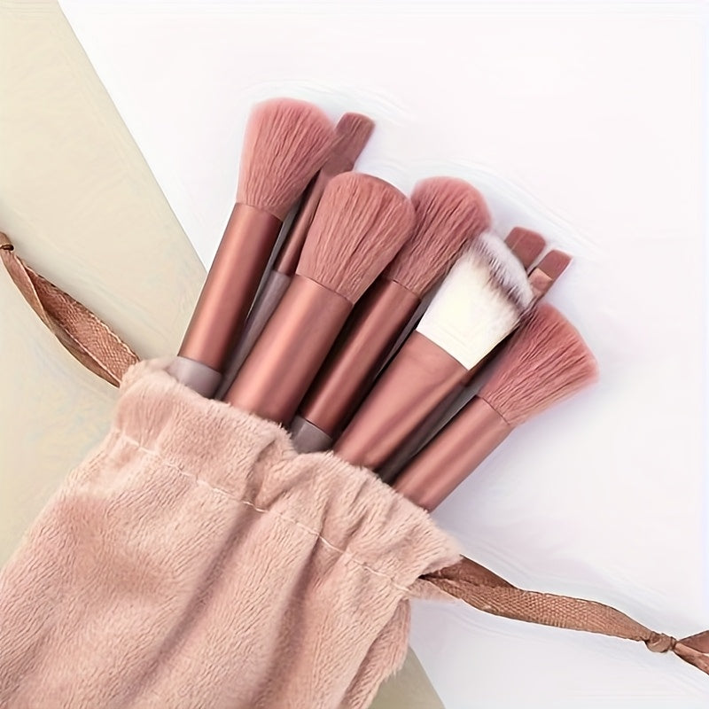 Women 13pc Makeup Brush Set Synthetic Bristles Travel Pouch All Skin Types
