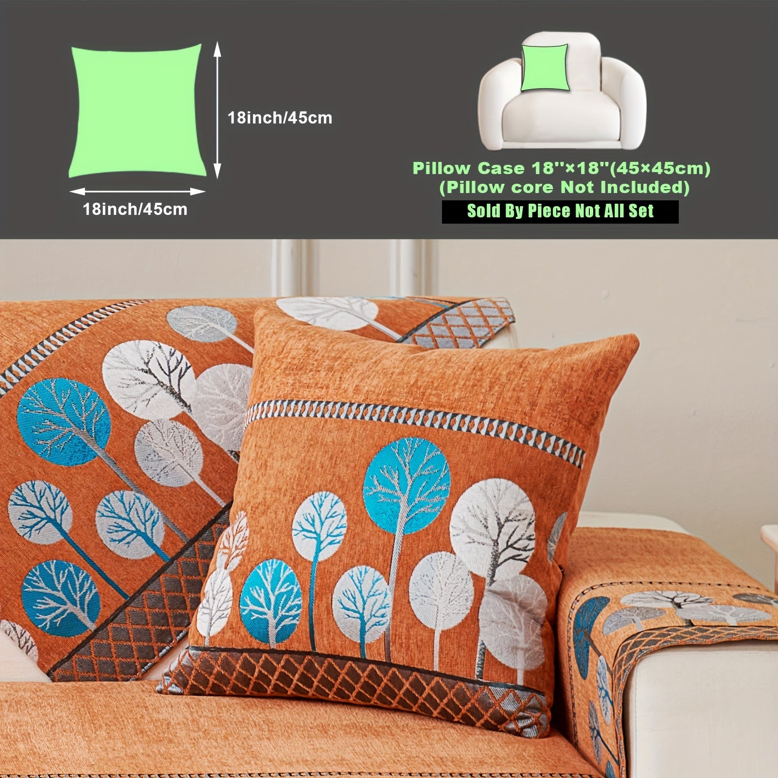 Bohemian Style Sofa Cover with Moonlight Forest Tree Pattern Non-Slip Machine Washable for Single to Quadruple Seat Sofas