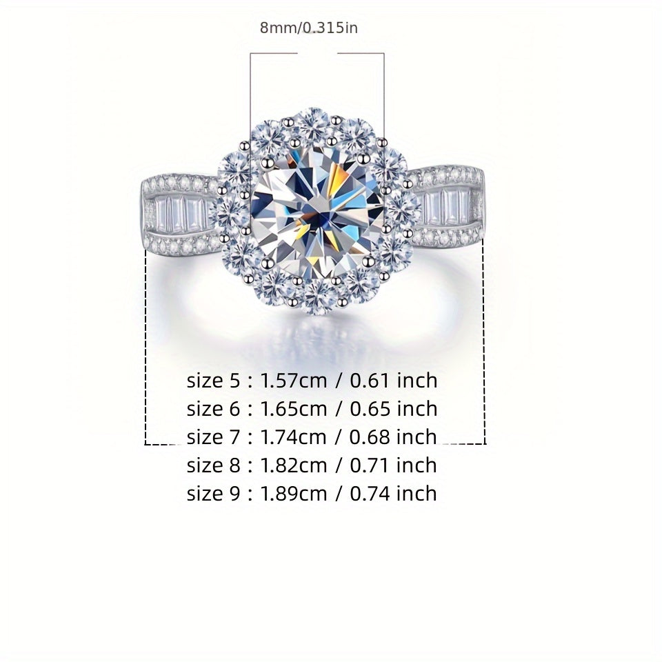 Sterling Silver 8mm Blue Moissanite Engagement Ring for Weddings and Gifts