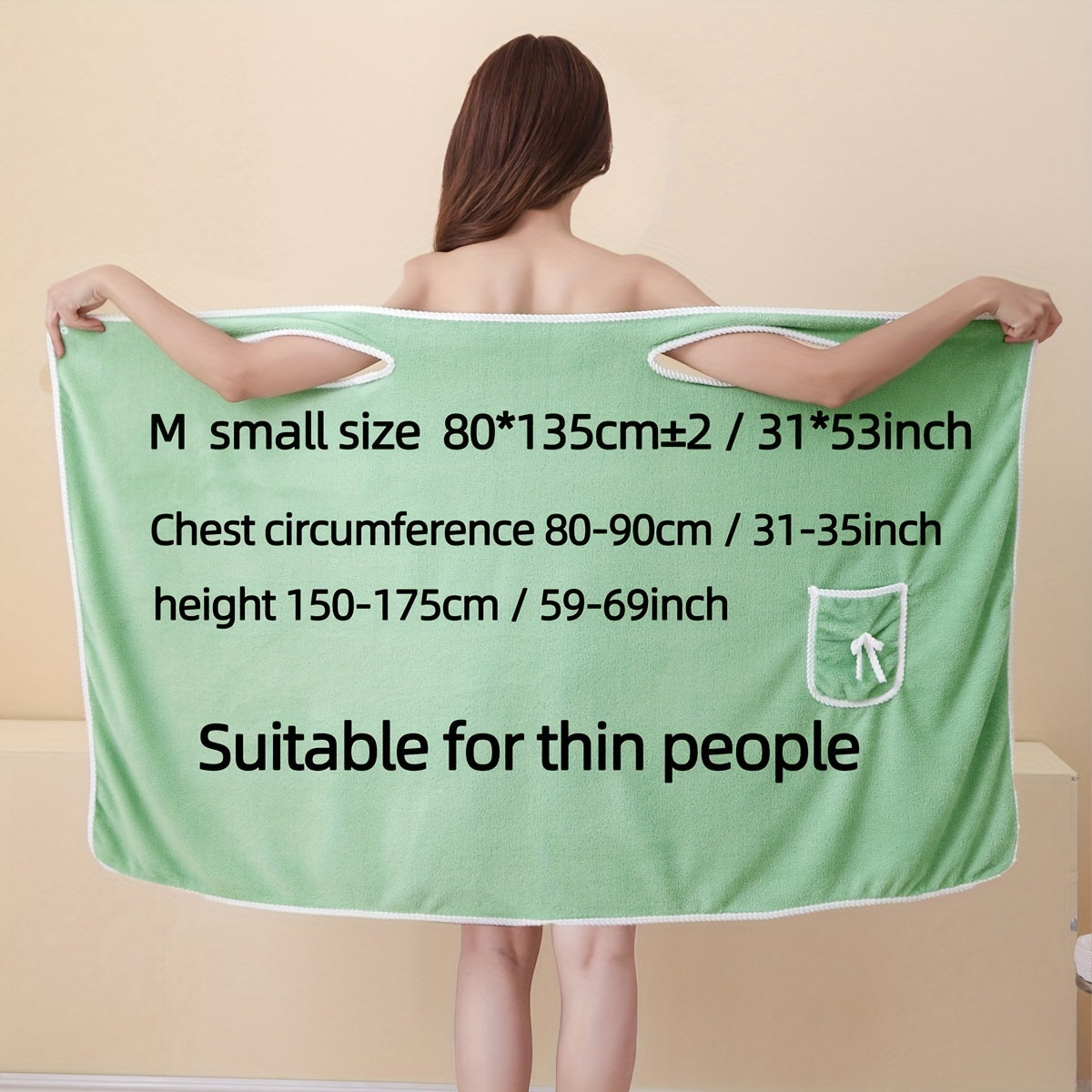 Women's Bath Towel with Pocket Absorbent and Adjustable for Bathroom and Home