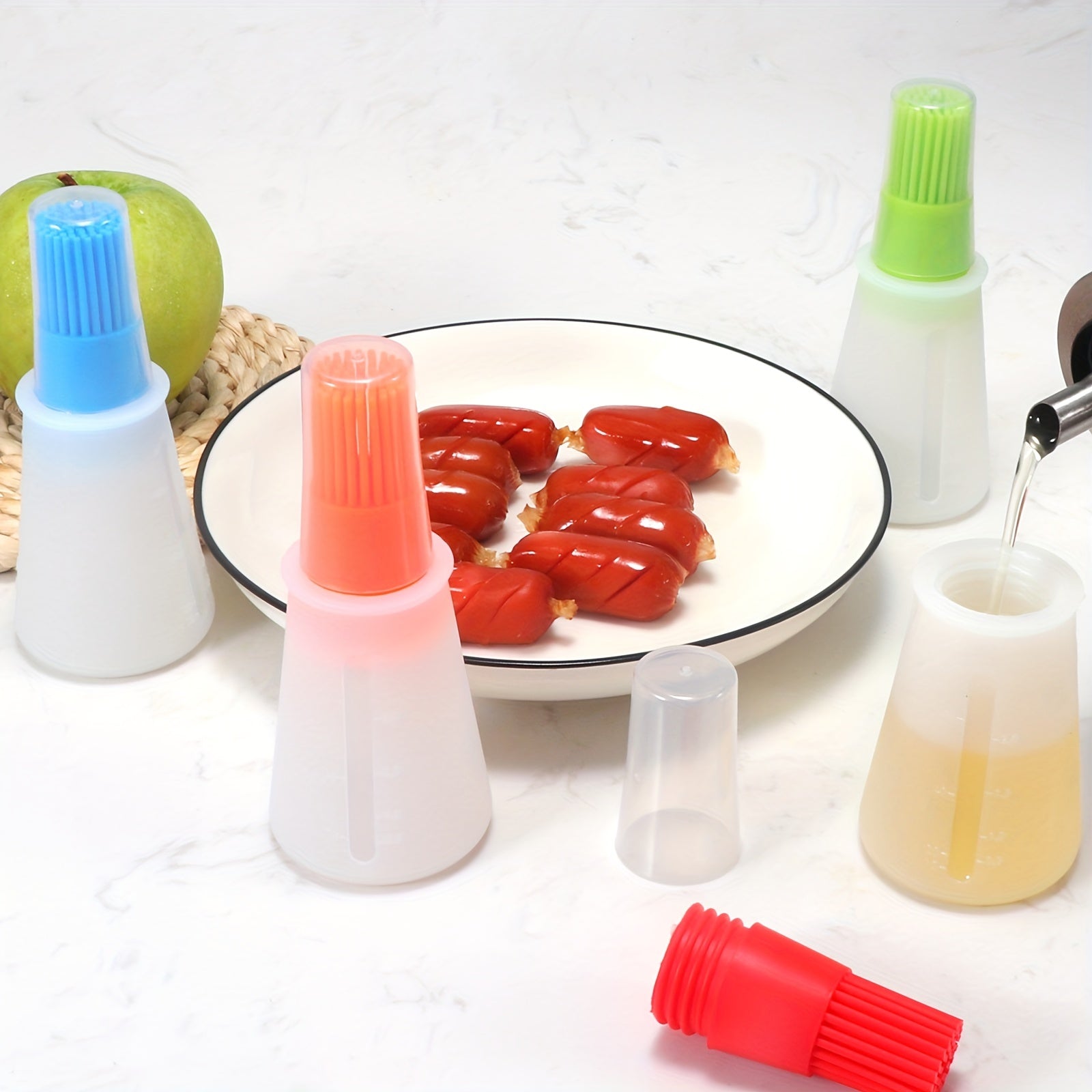Portable Silicone Oil Bottle with Brush for Baking and BBQ Outdoor Cooking