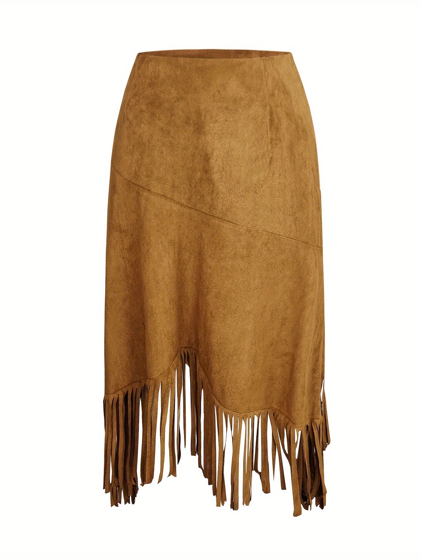 Plus Size Women's Irregular Tassel Skirt Casual Solid Bodycon Skirt for Spring Summer