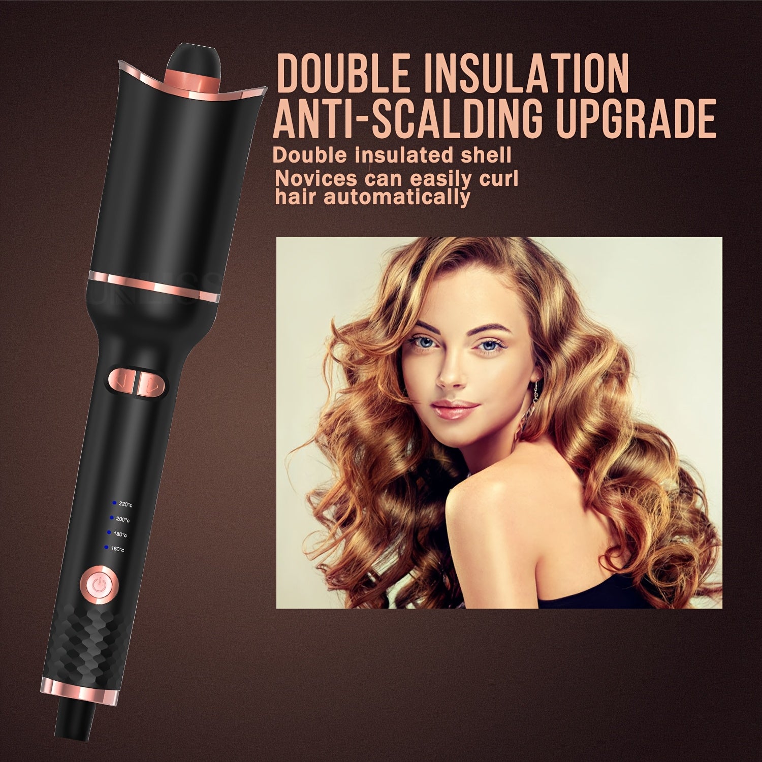 Curling Iron with Ceramic Rotating Barrel 6 Temp Settings Auto Shut-Off Fast Heating