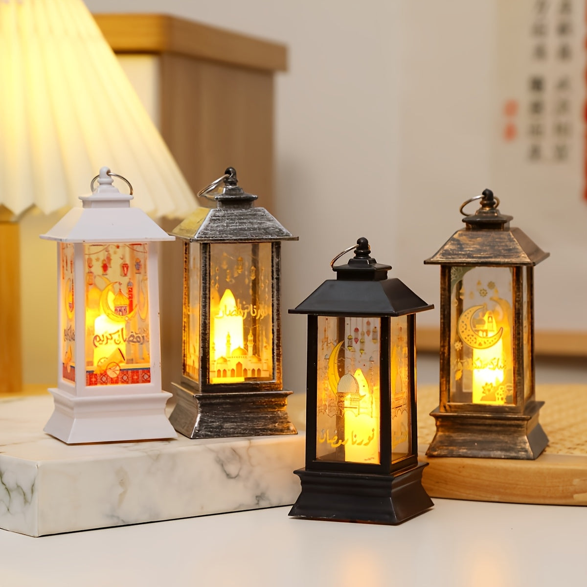 Rustic LED Lantern for Home Decor and Festive Celebrations Battery Operated Plastic Traditional Style