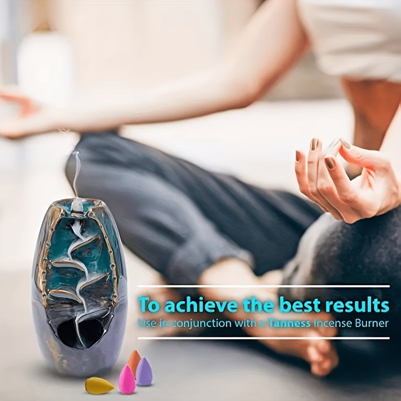 108pcs Waterfall Incense Cones with Tea Smoke Fragrance for Aromatherapy