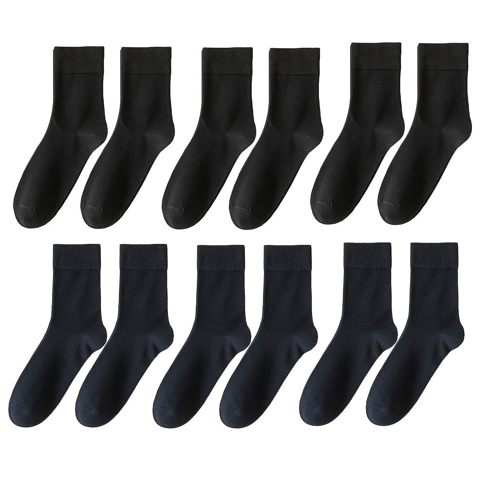 Unisex Cotton Crew Socks 6 Pairs Breathable Sweat-Absorbing Comfortable