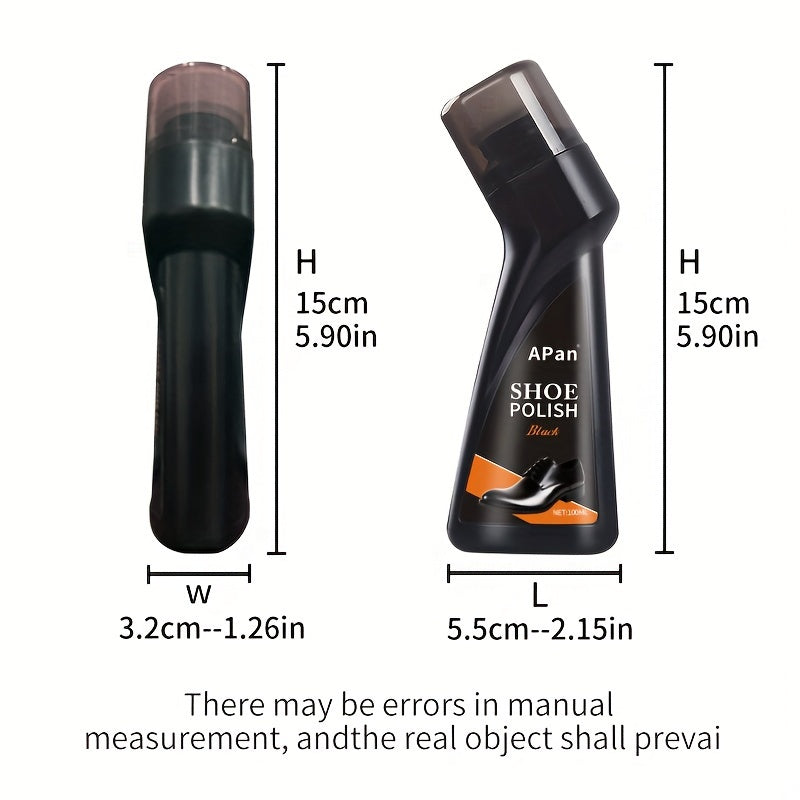 Faux Leather Shoe Polish Liquid with Brush Applicator for Glossy Shoes