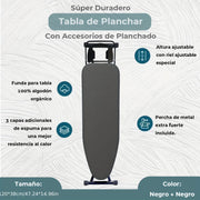 Регулируемая гладильная доска с подставкой, компактный дизайн, 119,99 x 38,0 см - складная для удобного хранения, изготовлена из прочной легированной стали