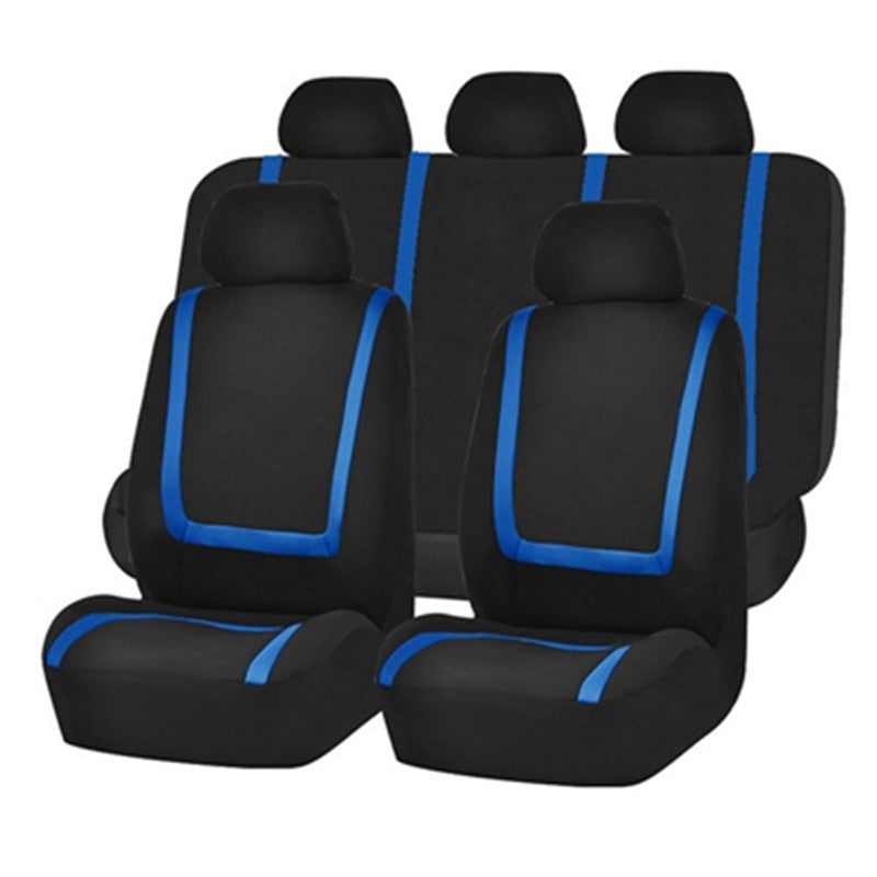 Nine-Piece Car Seat Cover Set with Patchwork Design Polyester Knit Fabric Universal Fit