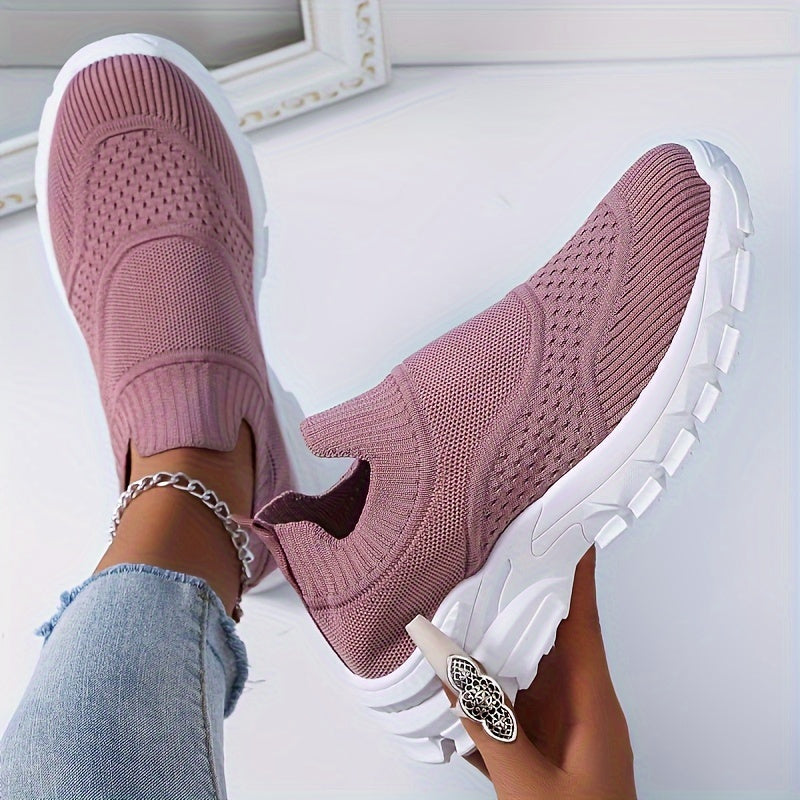 Women's Breathable Mesh Slip-On Sneakers with Thick Sole for All Seasons