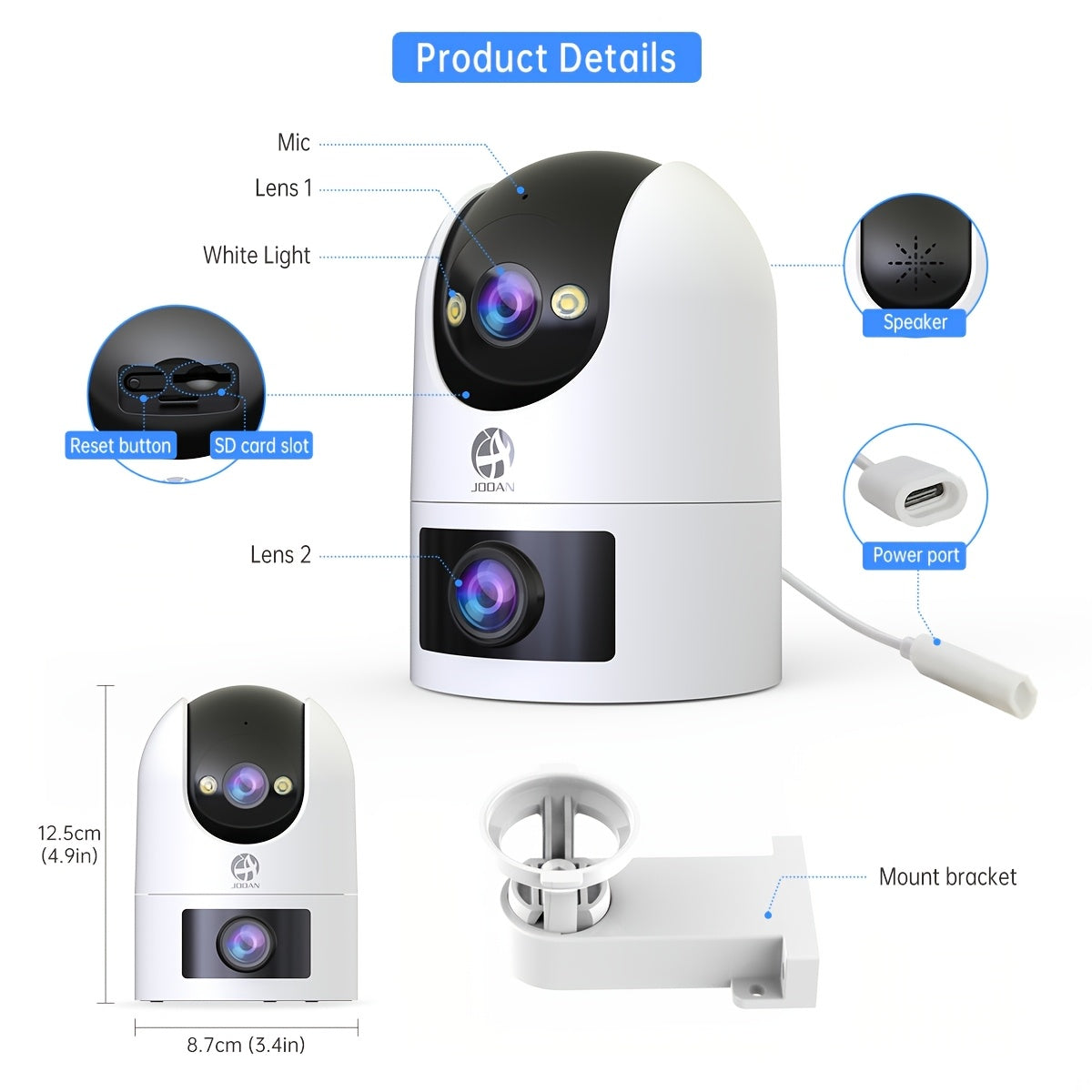 Dual-Band 5G/2.4GHz Indoor Security Camera with Motion Tracking Night Vision and Two-Way Audio