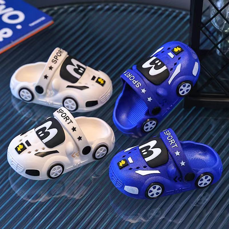 Kids Cartoon Car PVC Water Shoes Slip-On Indoor Outdoor Clogs for Boys and Girls