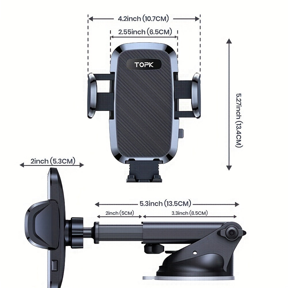 Car Phone Holder Mount 2-in-1 Upgraded Bumpy Roads Friendly Dashboard Vent