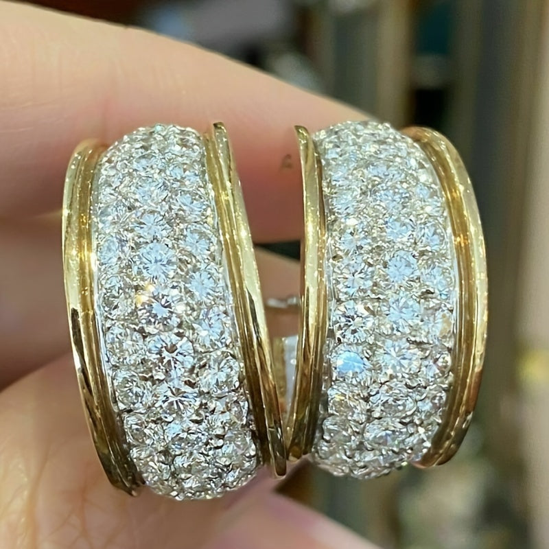 Vintage Copper Hoop Earrings with Zirconia Inlay for Women Parties