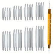 Soat tasmasini almashtirish vositalari to'plami 33 ta qismdan iborat bo'lib, unda 32 ta og'ir vaznli zanglamas po'latdan yasalgan soat tasmasi pinlari bilan birga bahor bar vositasi mavjud. Bu soat ixlosmandlari uchun mukammal sovg'a tanlovi.
