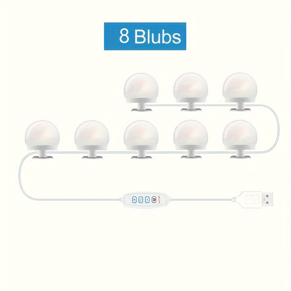 LED Makeup Mirror Lights Kit with 3-Color Dimmable USB-Powered for Vanity Cabinets and Stations