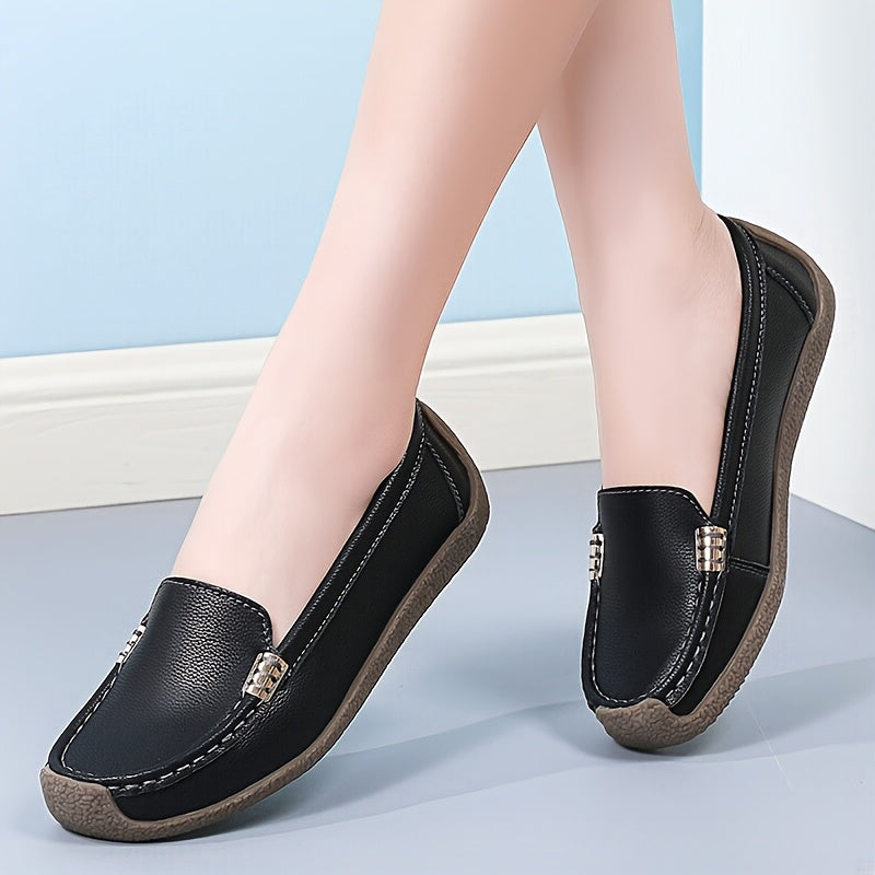 Women's Slip-On Loafers Synthetic Casual Shoes Black All-Season