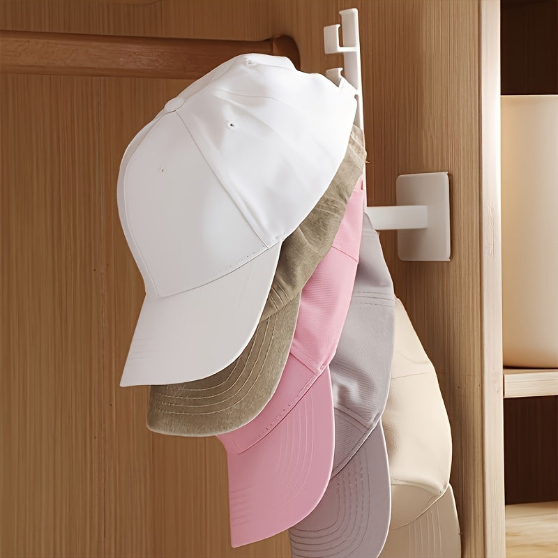 Organizador de gorras de plástico para armario, montado en la puerta, con ganchos