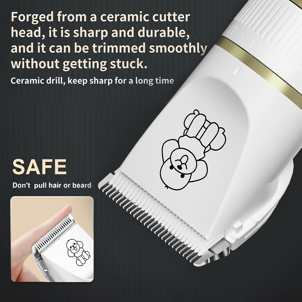 Pet Grooming Kit with USB Rechargeable Electric Clippers and Brush Set for Dogs and Cats, Ceramic Blades, 6mm and 12mm Combs