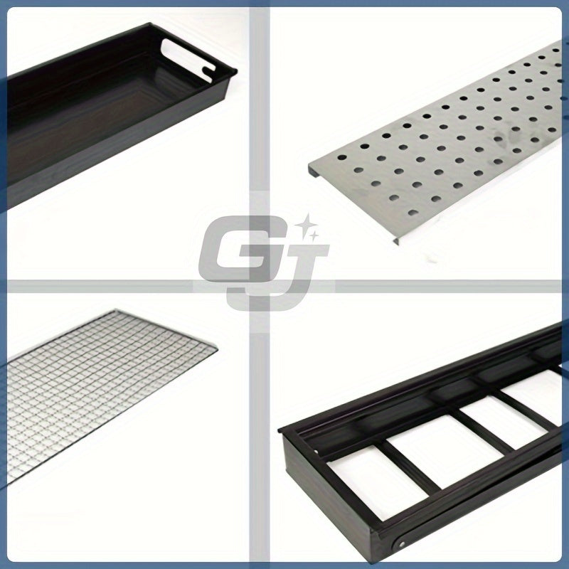 Portable Folding BBQ Grill Iron with Side Shelf Chimney Starter and Spray Paint Finish