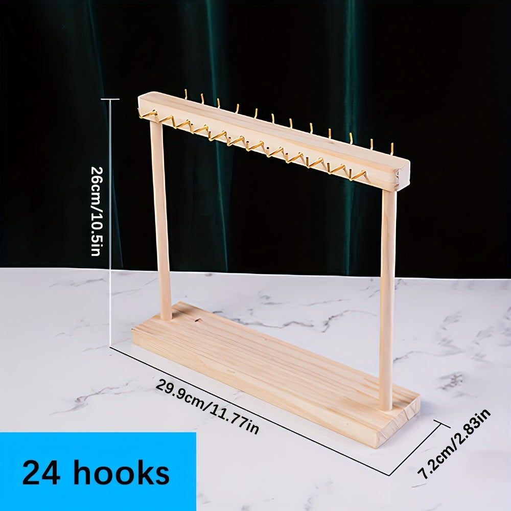 Деревянная подставка для украшений с двухсторонним держателем для ожерелий, ящик для хранения, домашний декор