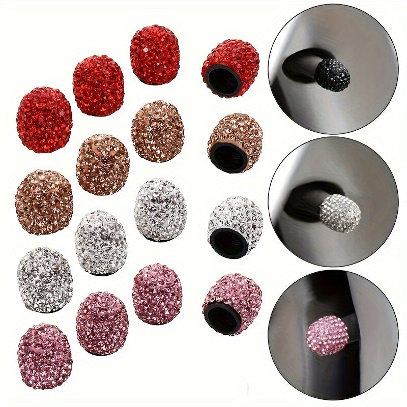 Avtomobil shinalari ventili qopqog'i, Kristal Bling, changga qarshi, g'ildirak qopqog'i, 4 ta paket